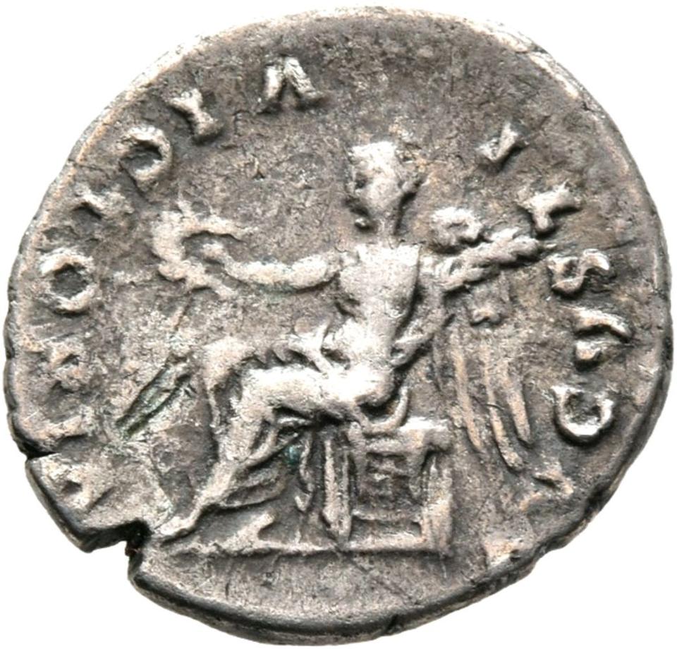 Vespasian, silver quinarius, collection photograph Mainz-ID603, reverse