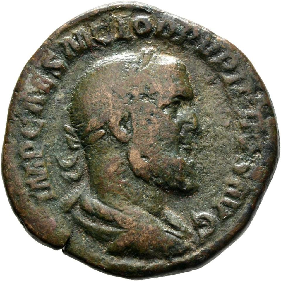 Pupienus, copper-alloy sestertius, collection photograph Mainz-ID680, obverse