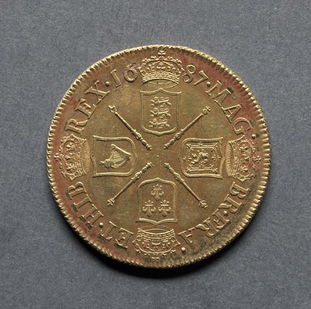 James II, Gold Two Guineas (1687–1688), Kingdom of England, reverse