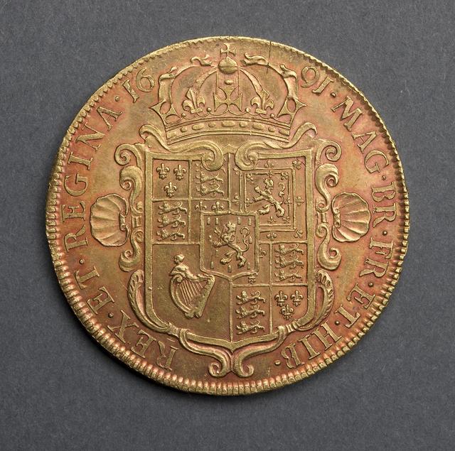 William and Mary Gold Five Guineas (1691–1694), reverse