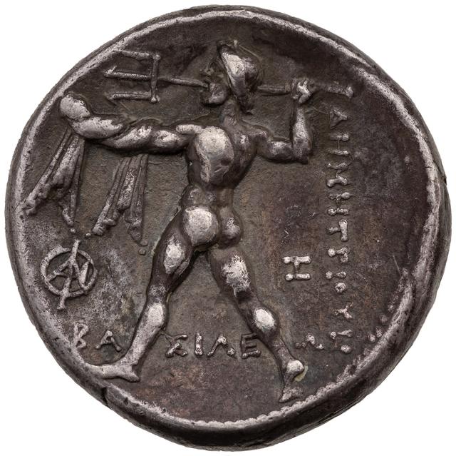 Demetrios Poliorketes Nike on Prow Silver Tetradrachm, reverse