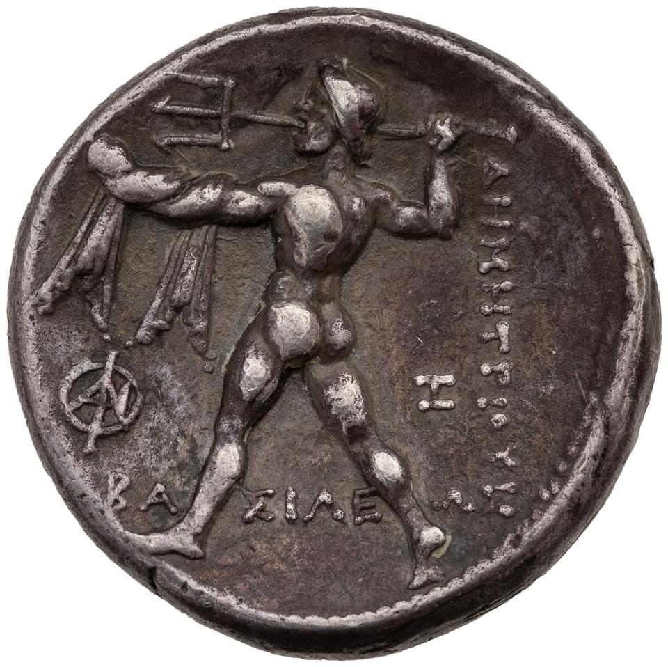 Demetrios Poliorketes, silver tetradrachm, collection photograph ANS-1944.100.13666, reverse