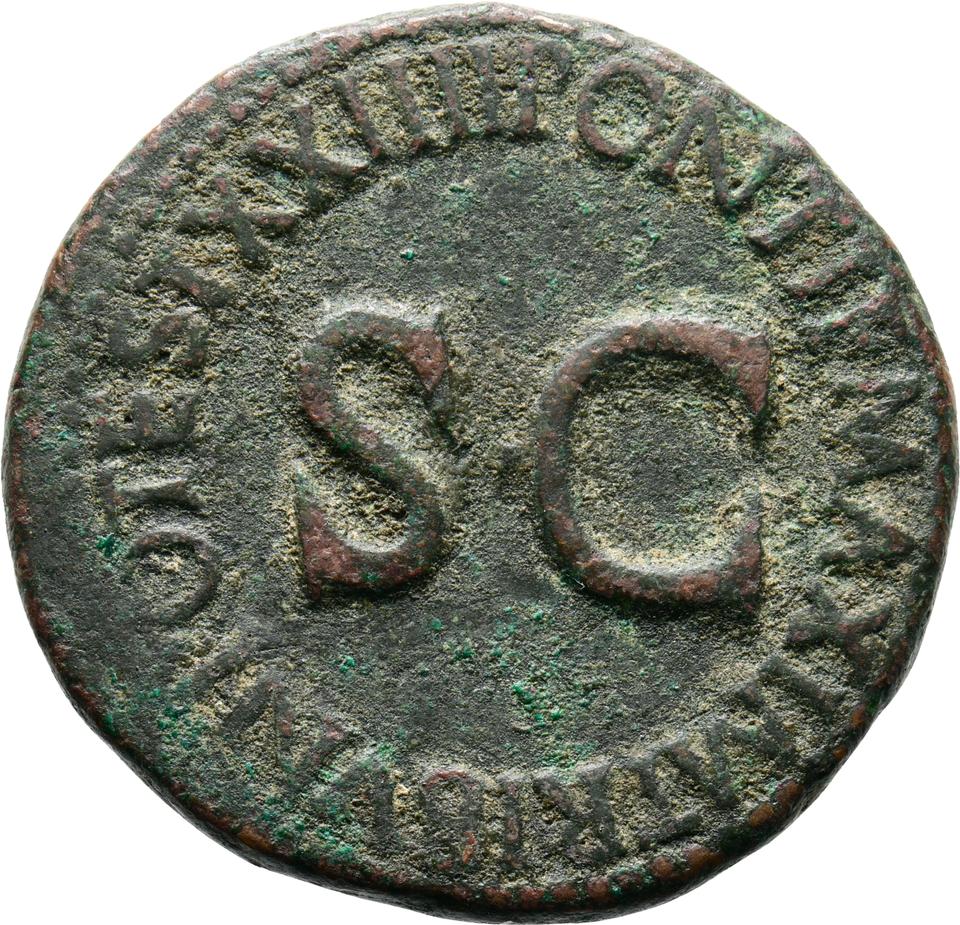 Tiberius, copper-alloy dupondius, collection photograph Koeln-ID1439, reverse