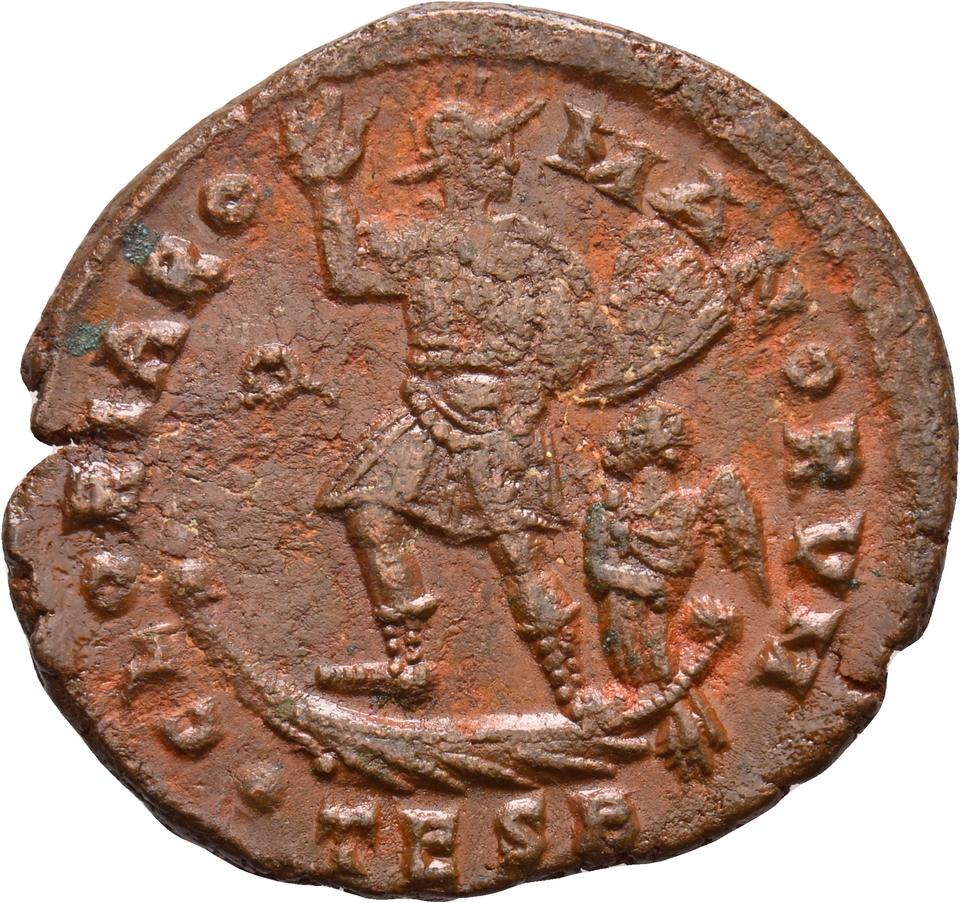 Theodosius I, copper-alloy ae2, collection photograph Koeln-ID1147, reverse