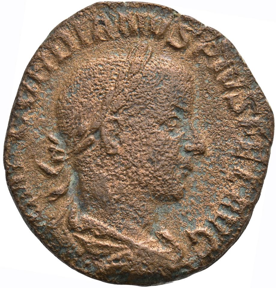 Gordian III, copper-alloy sestertius, collection photograph Koeln-ID966, obverse
