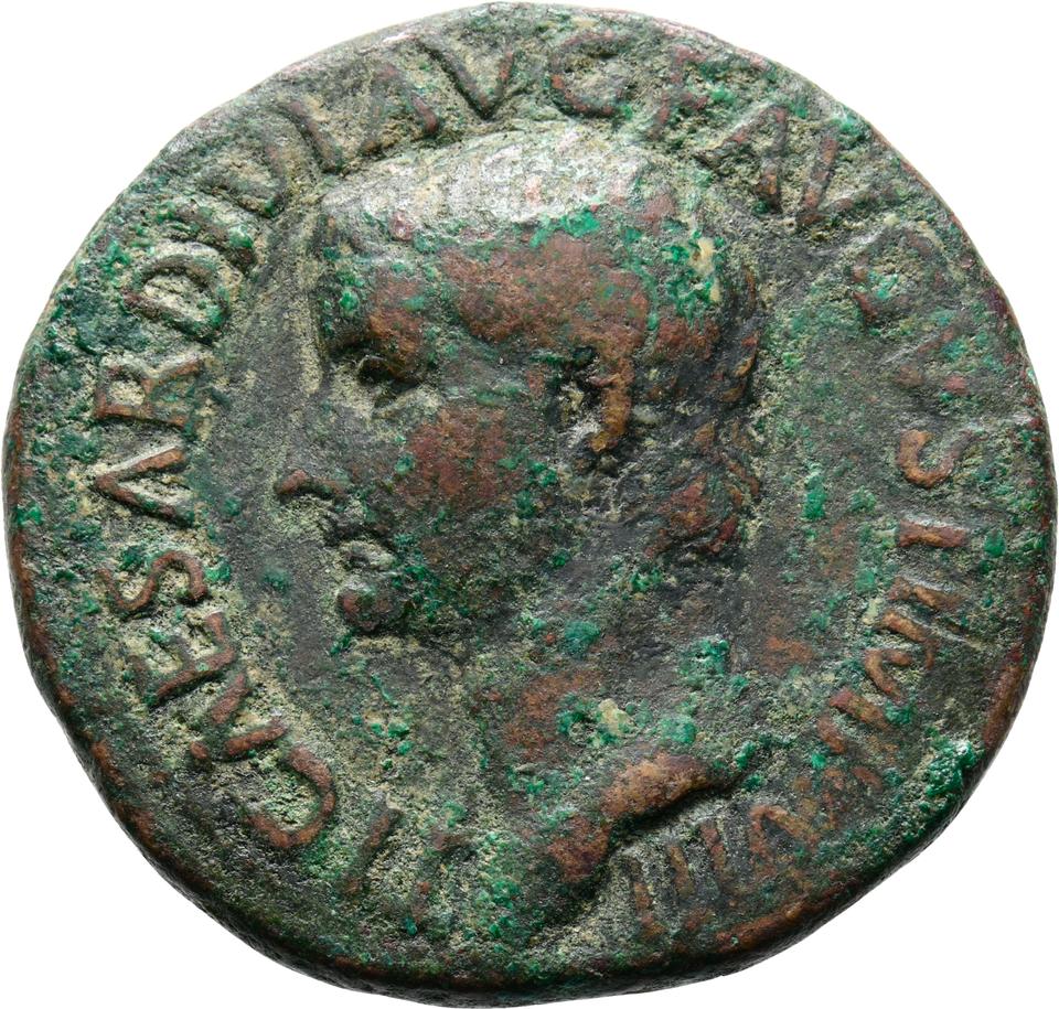 Tiberius, copper-alloy dupondius, collection photograph Koeln-ID1439, obverse