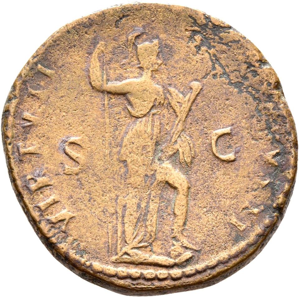 Domitian, copper-alloy dupondius, collection photograph Rostock-ID104, reverse