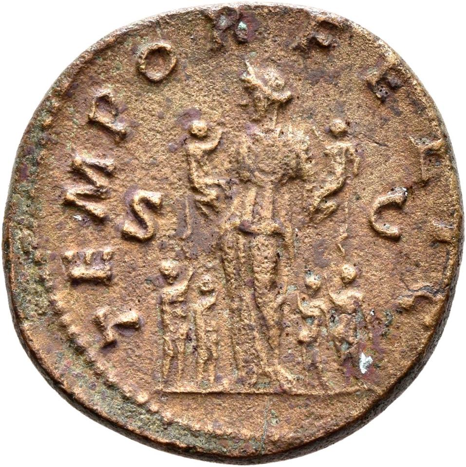 Marcus Aurelius, copper-alloy as, collection photograph Rostock-ID286, reverse