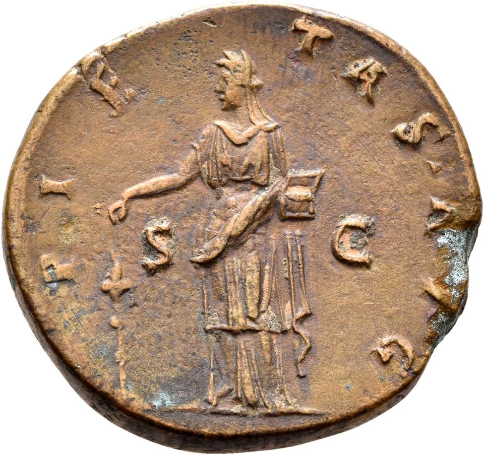Antoninus Pius, copper-alloy sestertius, collection photograph Rostock-ID256, reverse