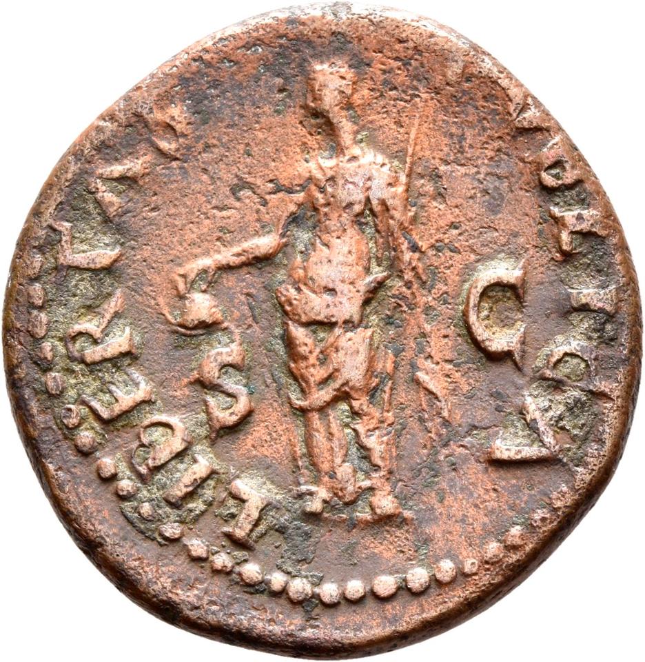Galba, copper-alloy dupondius, collection photograph Rostock-ID219, reverse