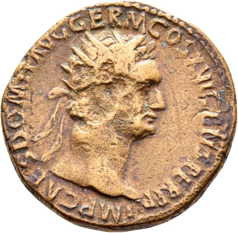 Domitian, copper-alloy dupondius, collection photograph Rostock-ID104, obverse