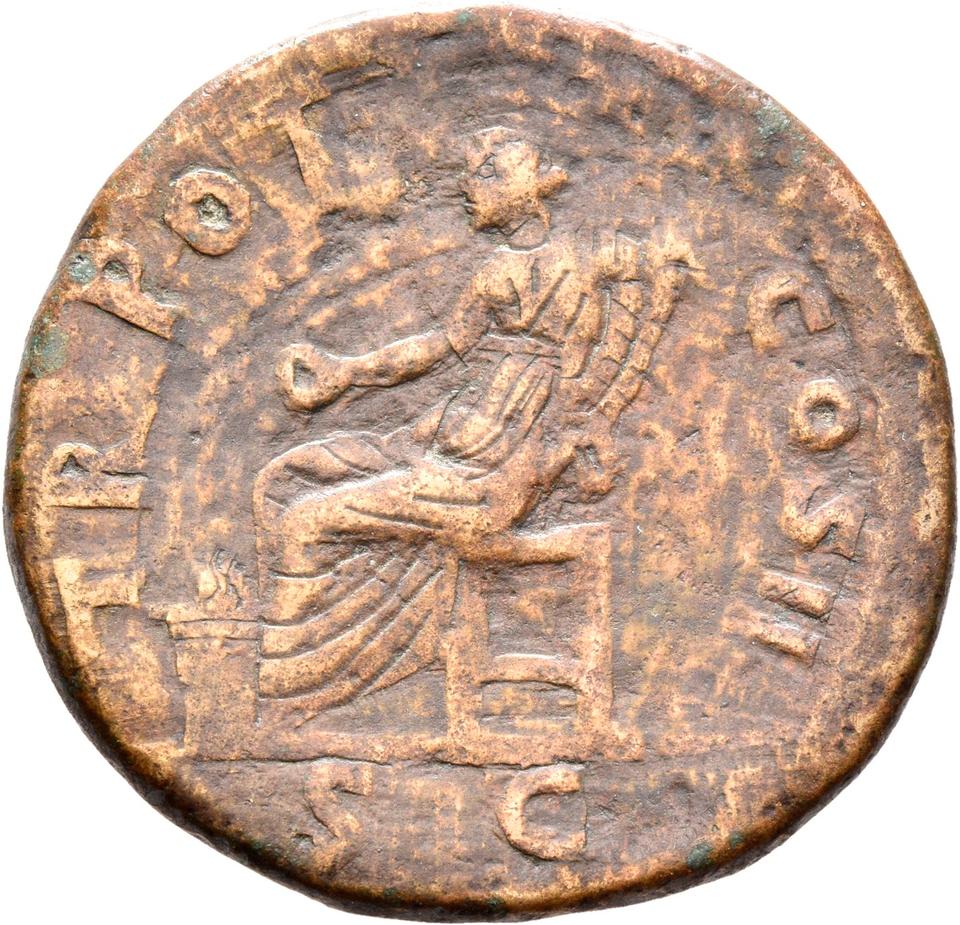 Trajan, copper-alloy sestertius, collection photograph Rostock-ID122, reverse