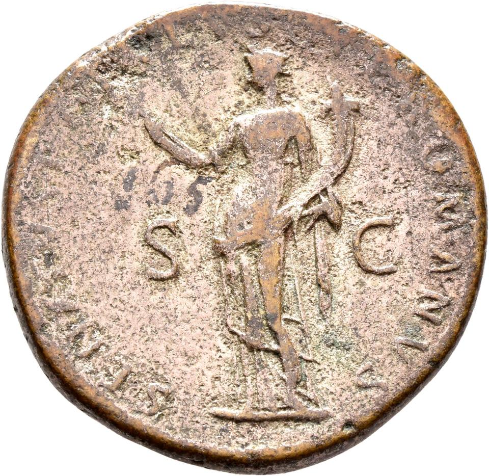 Trajan, copper-alloy sestertius, collection photograph Rostock-ID133, reverse