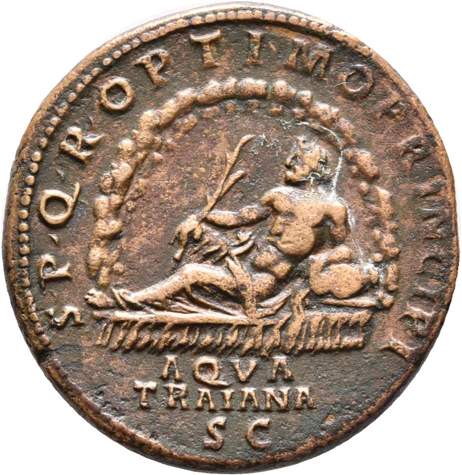 Trajan, copper-alloy dupondius, collection photograph Rostock-ID350, reverse