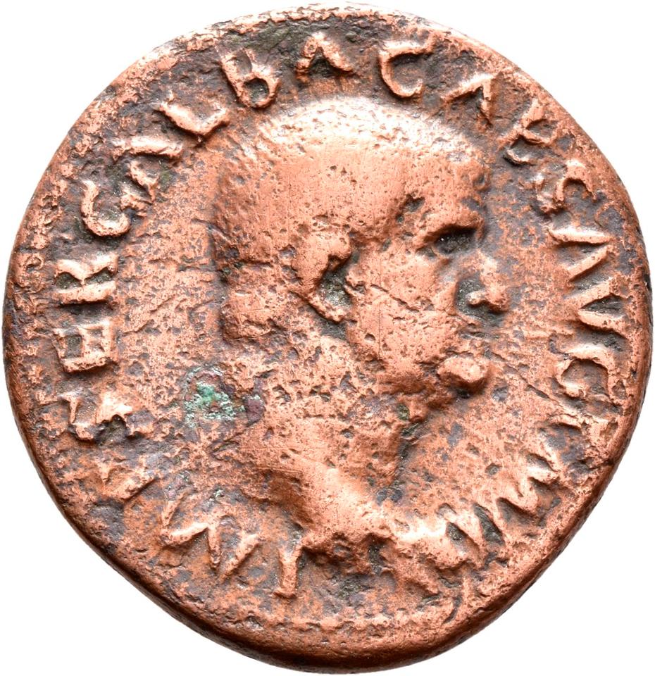 Galba, copper-alloy dupondius, collection photograph Rostock-ID219, obverse