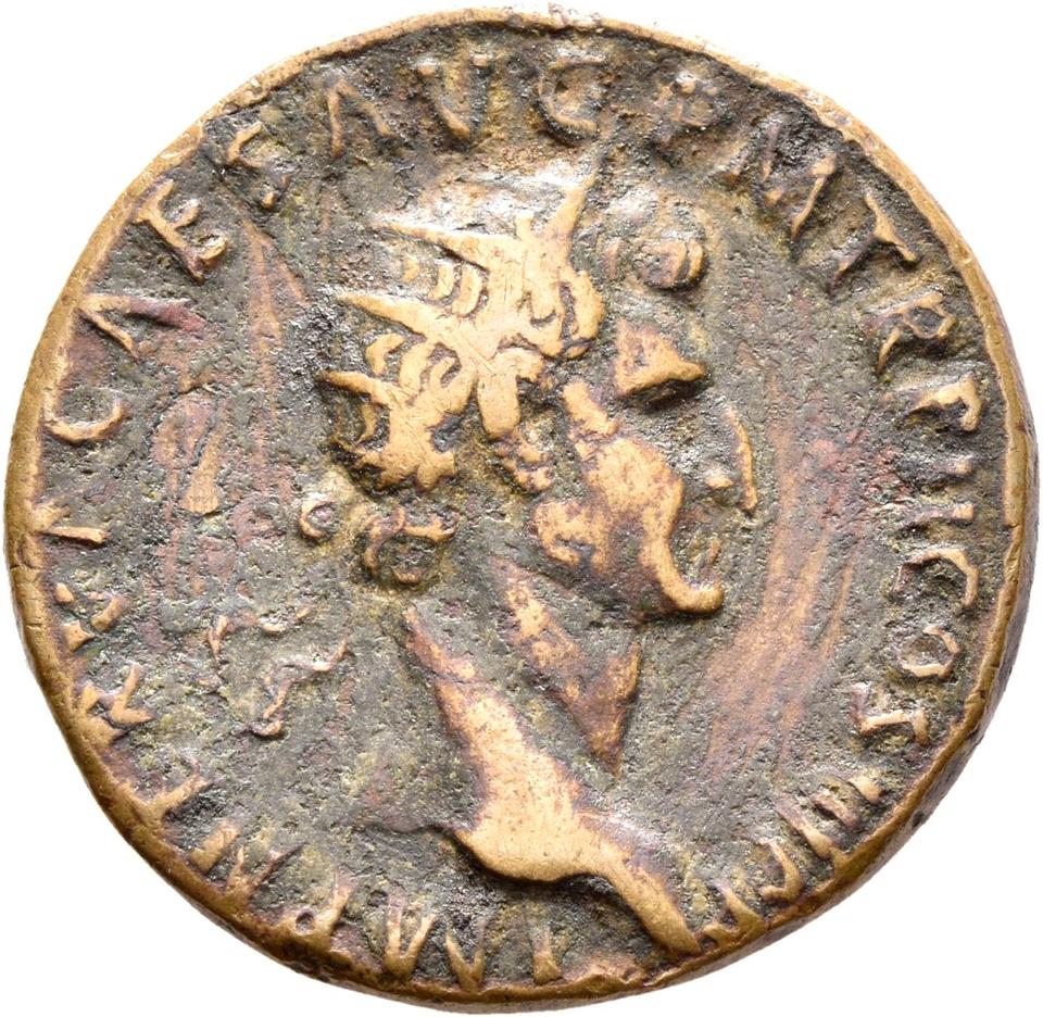 Nerva, copper-alloy dupondius, collection photograph Rostock-ID110, obverse