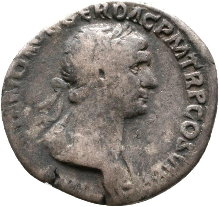 Trajan, silver denarius, collection photograph Rostock-ID333, obverse