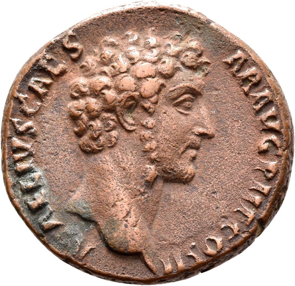 Antoninus Pius, copper-alloy dupondius, collection photograph Rostock-ID258, obverse