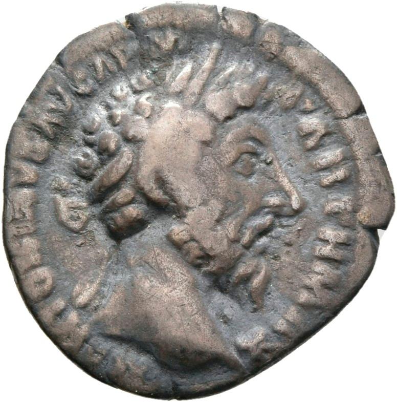 Marcus Aurelius, silver denarius, collection photograph Rostock-ID186, obverse