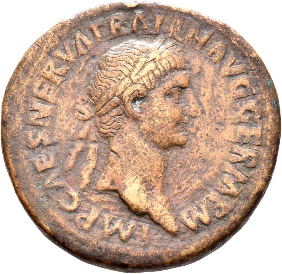Trajan, copper-alloy sestertius, collection photograph Rostock-ID122, obverse