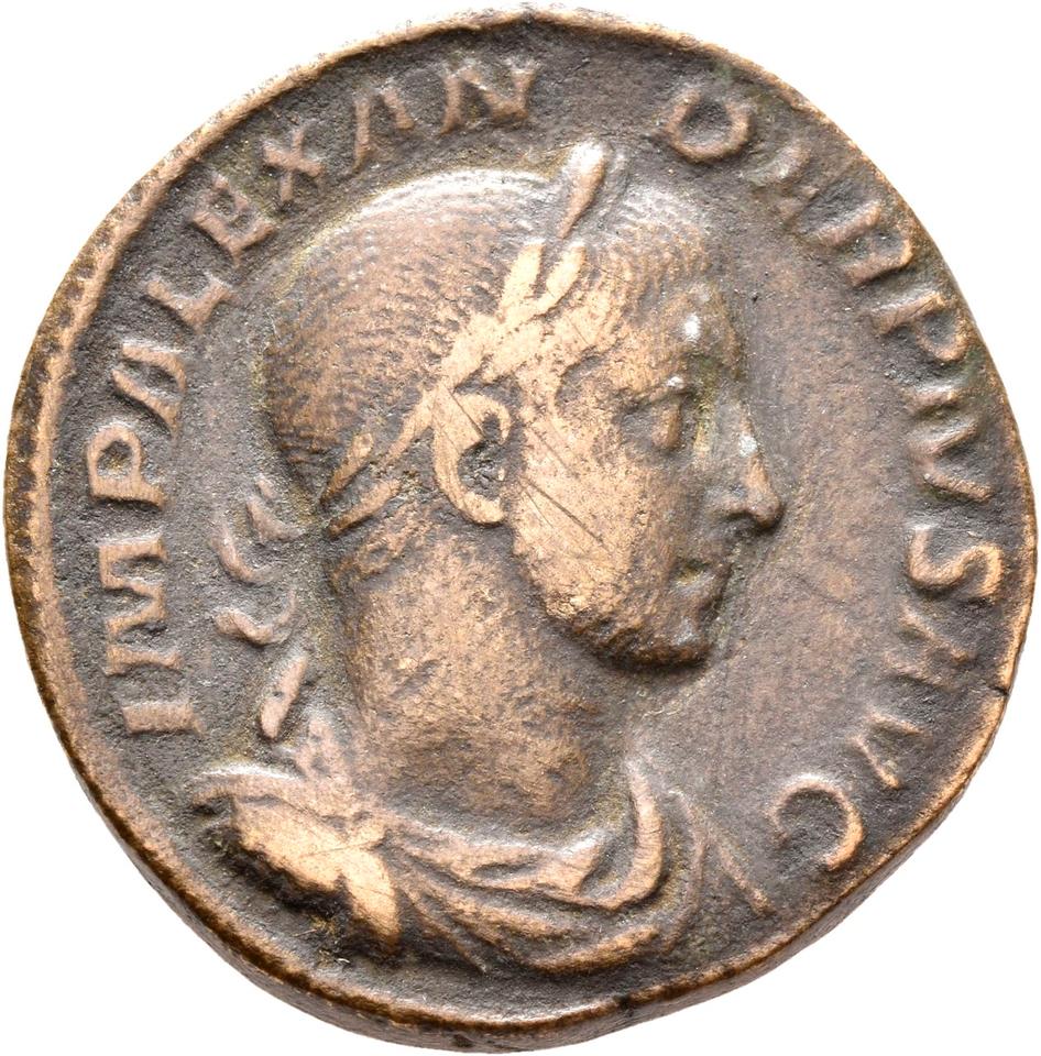 Severus Alexander, copper-alloy sestertius, collection photograph Rostock-ID207, obverse