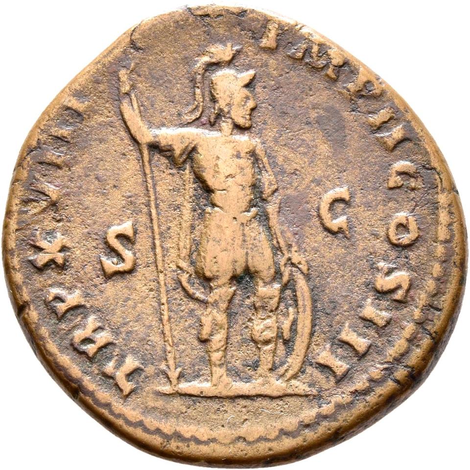 Marcus Aurelius, copper-alloy dupondius, collection photograph Rostock-ID269, reverse
