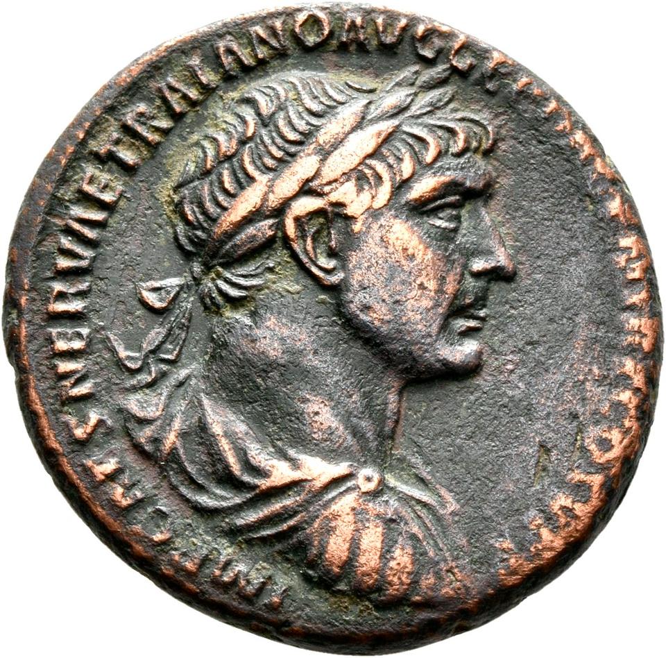 Trajan, copper-alloy as, collection photograph Rostock-ID129, obverse