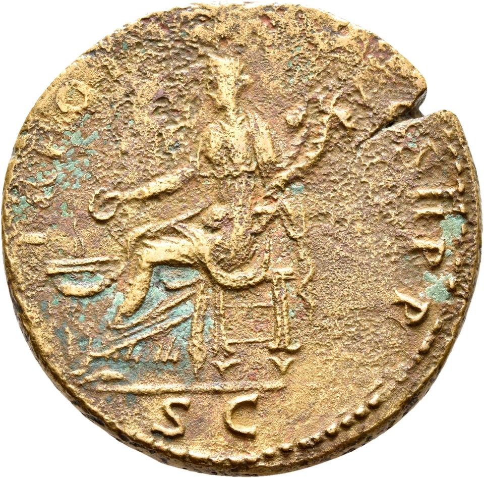 Trajan, copper-alloy sestertius, collection photograph Rostock-ID123, reverse