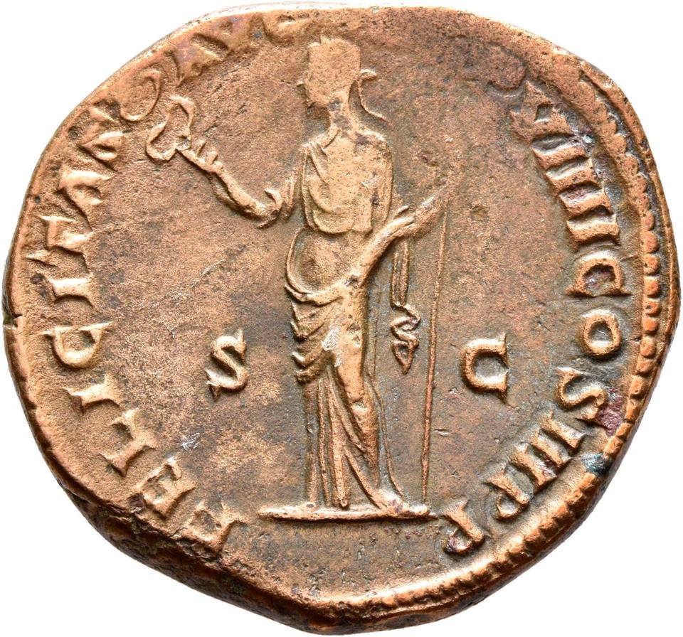 Marcus Aurelius, copper-alloy sestertius, collection photograph Rostock-ID277, reverse