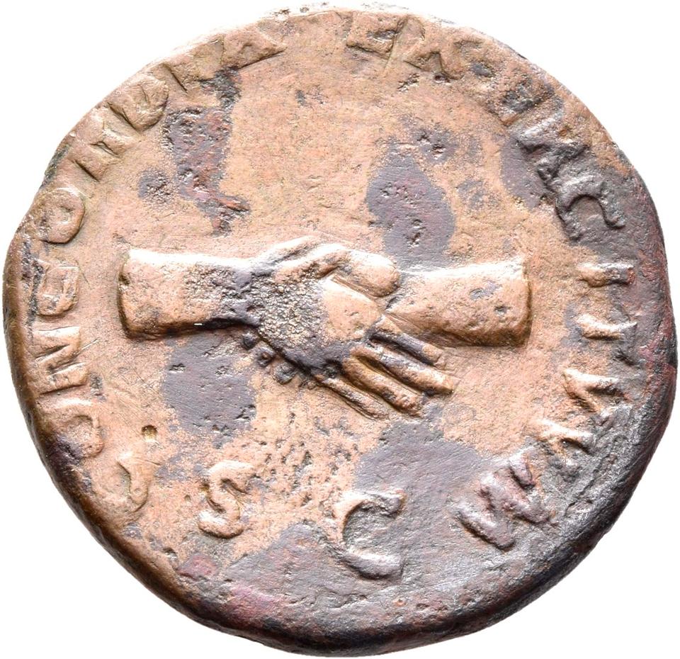 Nerva, copper-alloy as, collection photograph Rostock-ID109, reverse