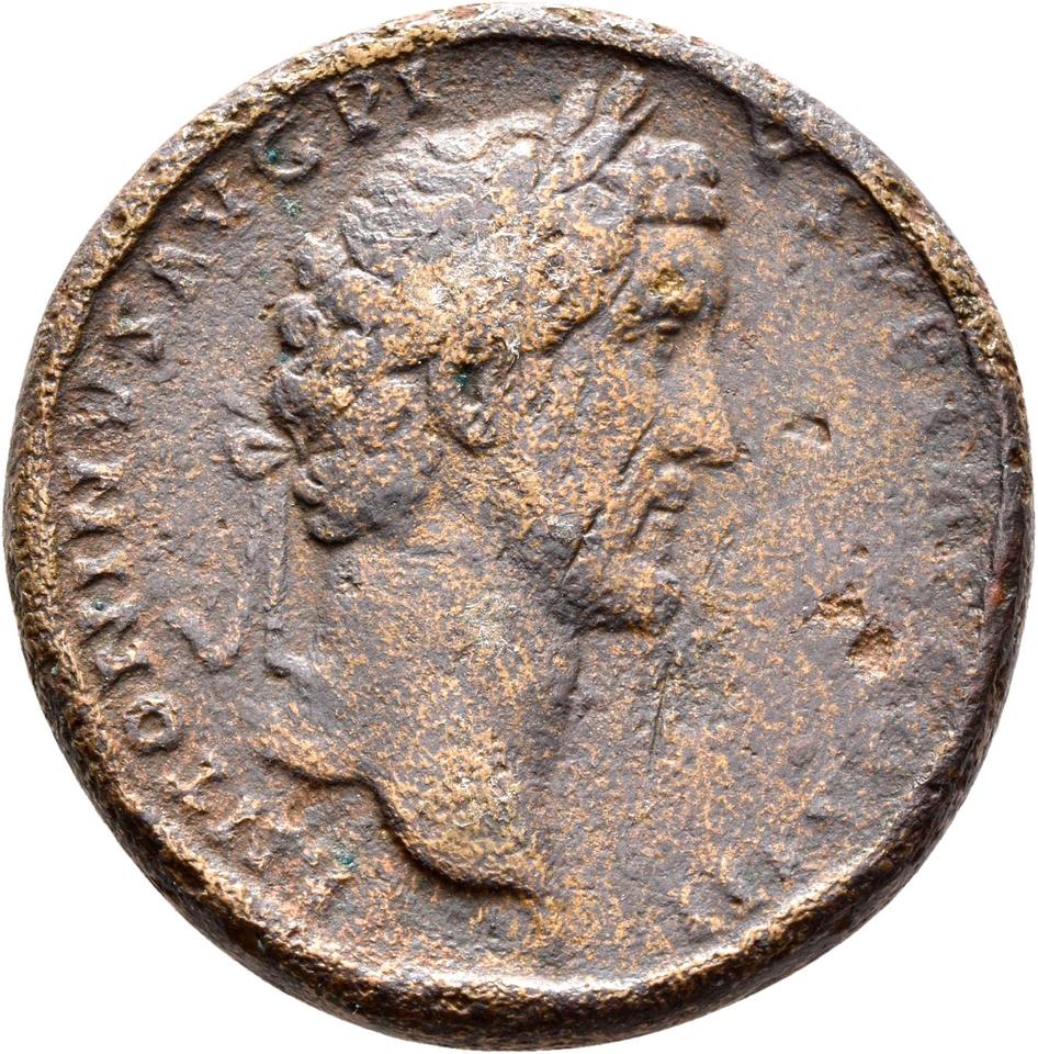 Antoninus Pius, copper-alloy sestertius, collection photograph Rostock-ID230, obverse