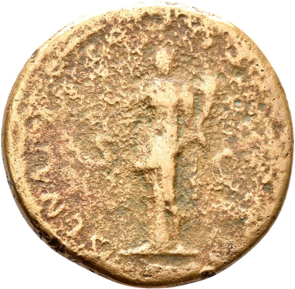 Trajan, copper-alloy dupondius, collection photograph Rostock-ID134, reverse