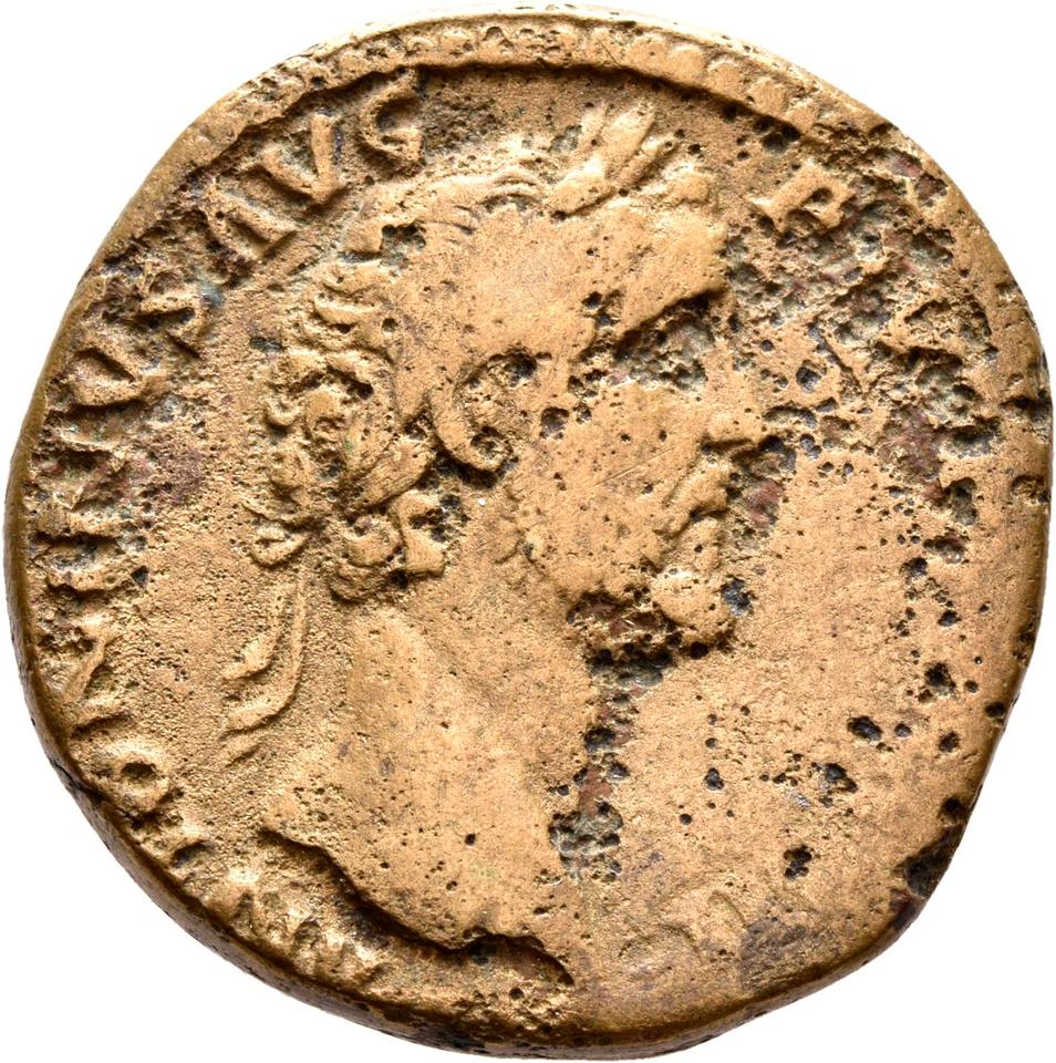 Antoninus Pius, copper-alloy sestertius, collection photograph Rostock-ID251, obverse