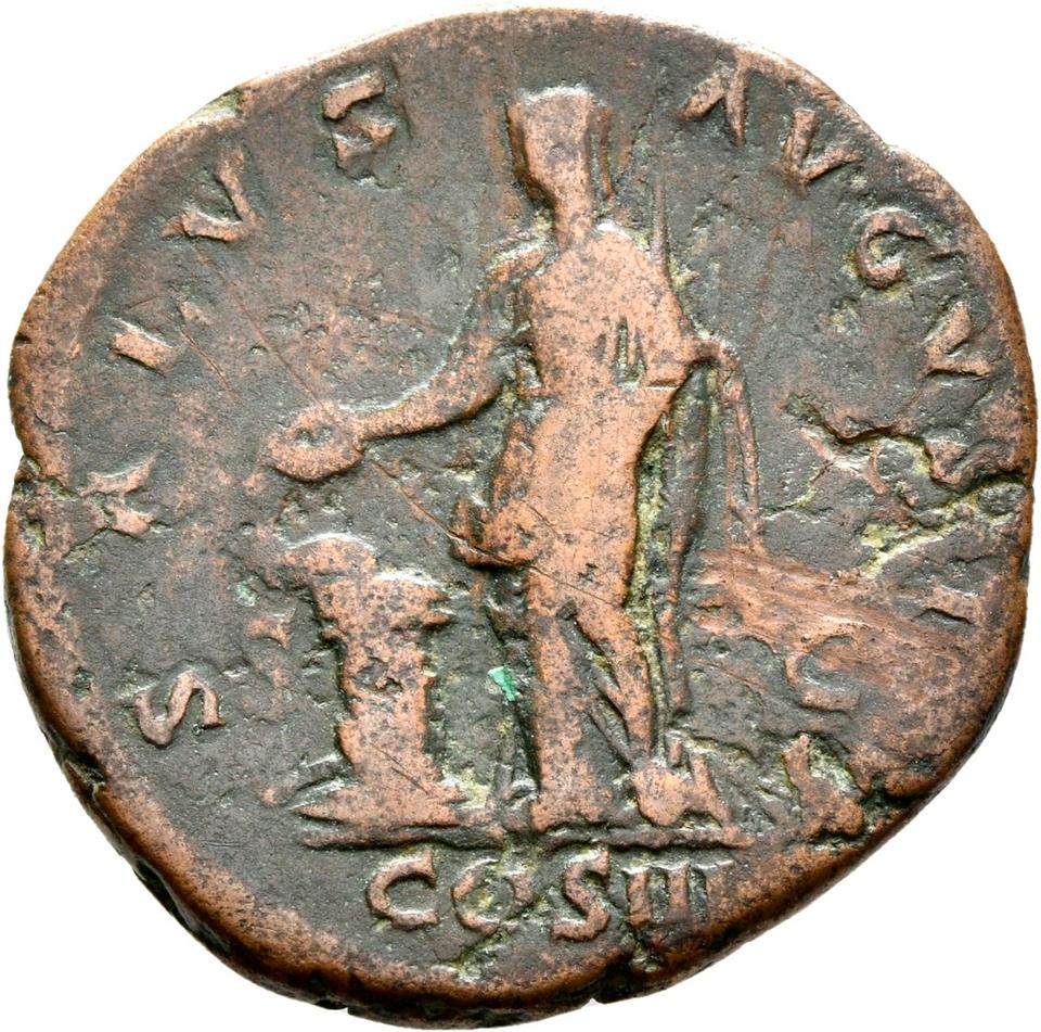 Hadrian, copper-alloy as, collection photograph Rostock-ID232, reverse