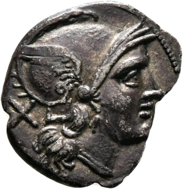 Roman Republic Silver Denarius Crawford 46/1, obverse
