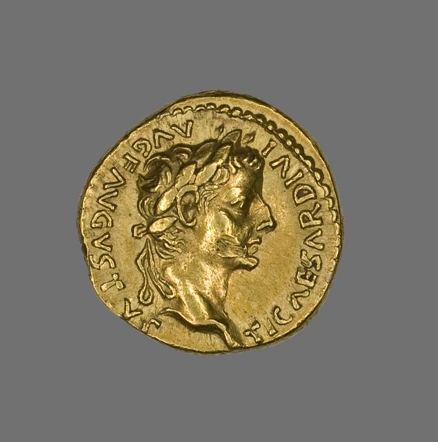 Roman Gold Aureus of Tiberius (14-37 AD), obverse