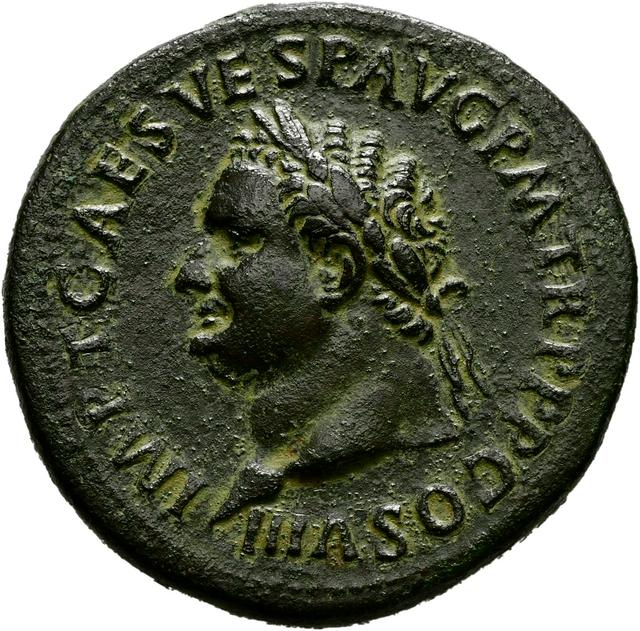 Titus Orichalcum Sestertius, obverse
