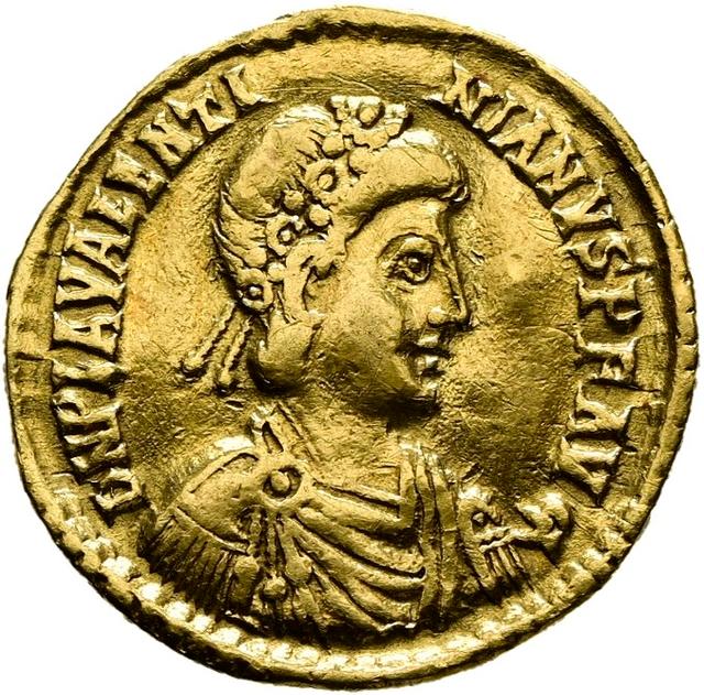Valentinian III Gold Solidus, obverse