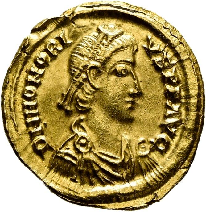 Honorius, gold solidus, collection photograph Hamburg-ID2107, obverse