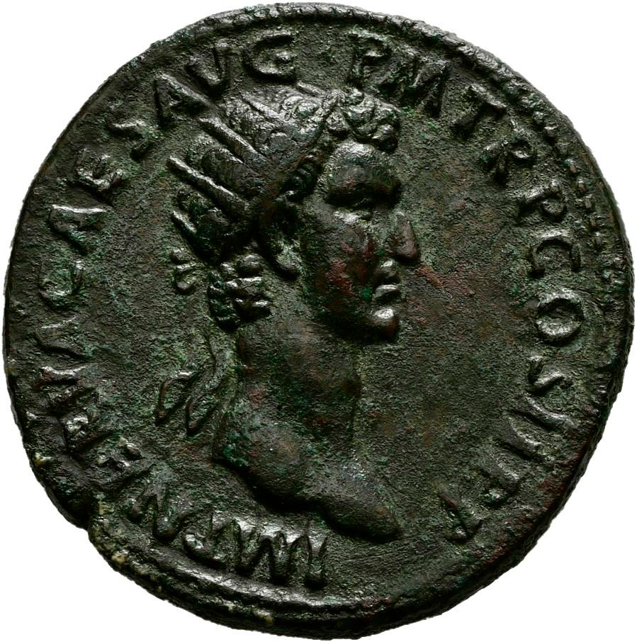 Nerva, copper-alloy dupondius, collection photograph Hamburg-ID2796, obverse