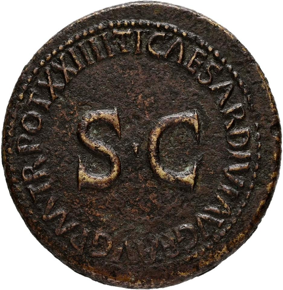 Tiberius, copper-alloy dupondius, collection photograph Hamburg-ID374, reverse