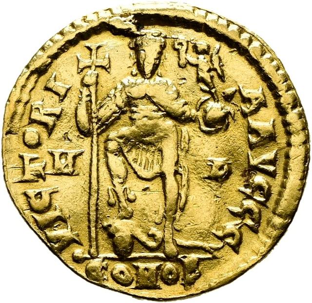 Valentinian III Gold Solidus, reverse