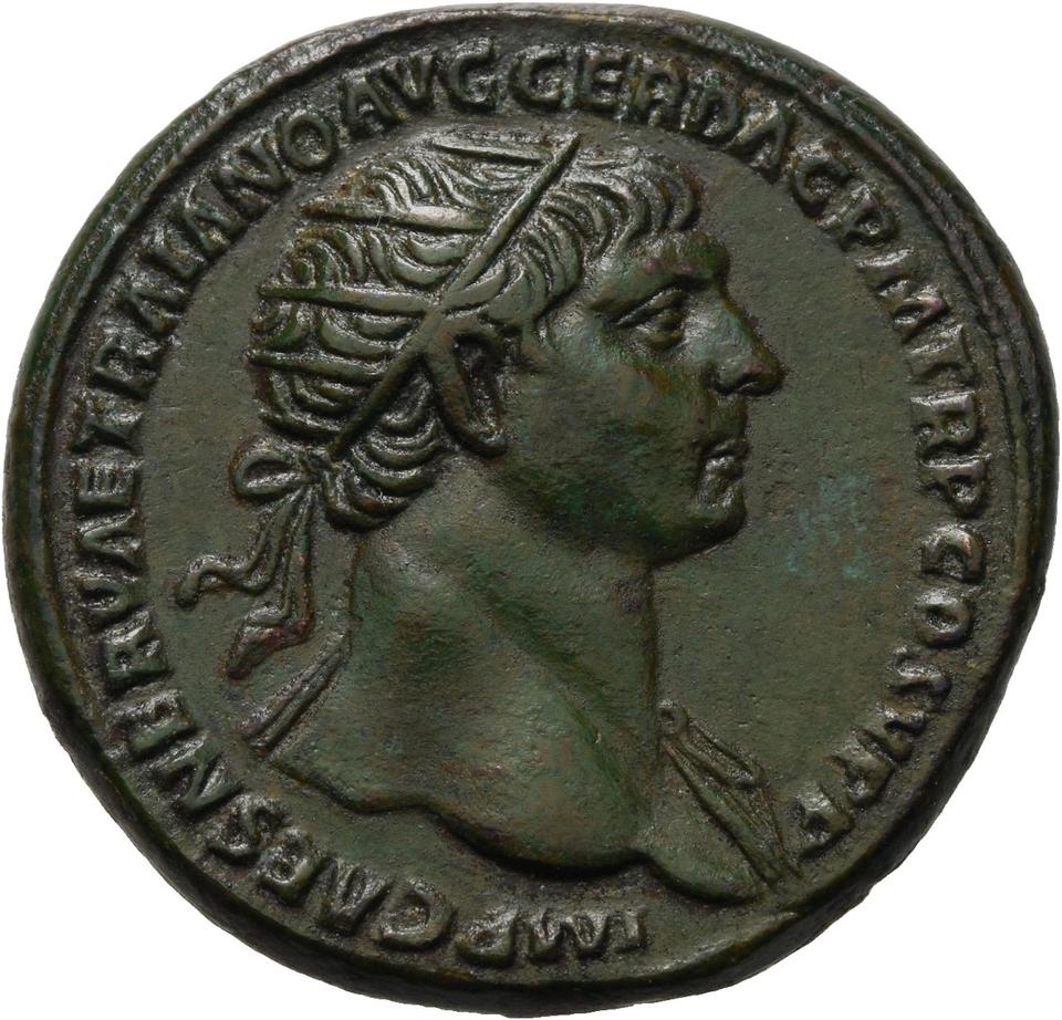 Trajan, copper-alloy dupondius, collection photograph Herzog-ID2594, obverse