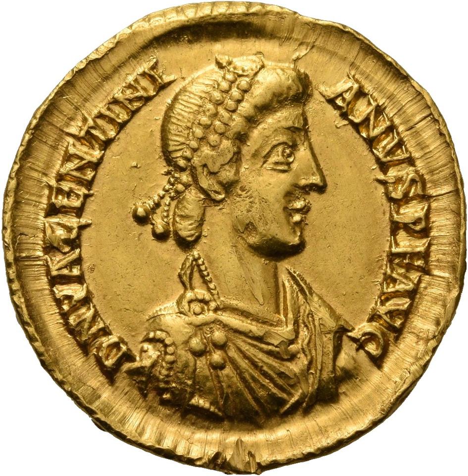 Valentinian II, gold solidus, collection photograph Herzog-ID2606, obverse