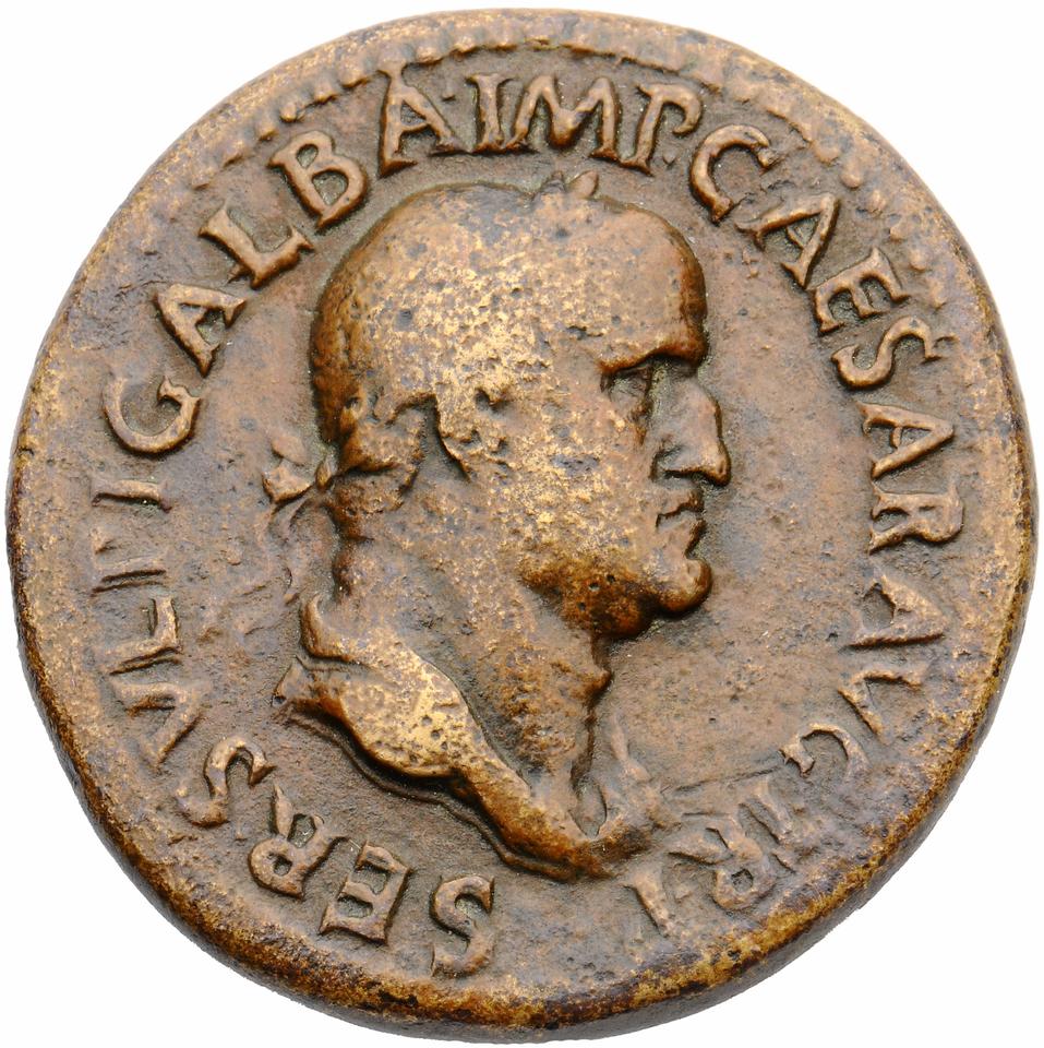 Galba, copper-alloy sestertius, collection photograph Muenster-ID1442, obverse