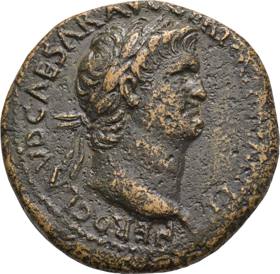 Nero, copper-alloy sestertius, collection photograph Koeln-ID619, obverse