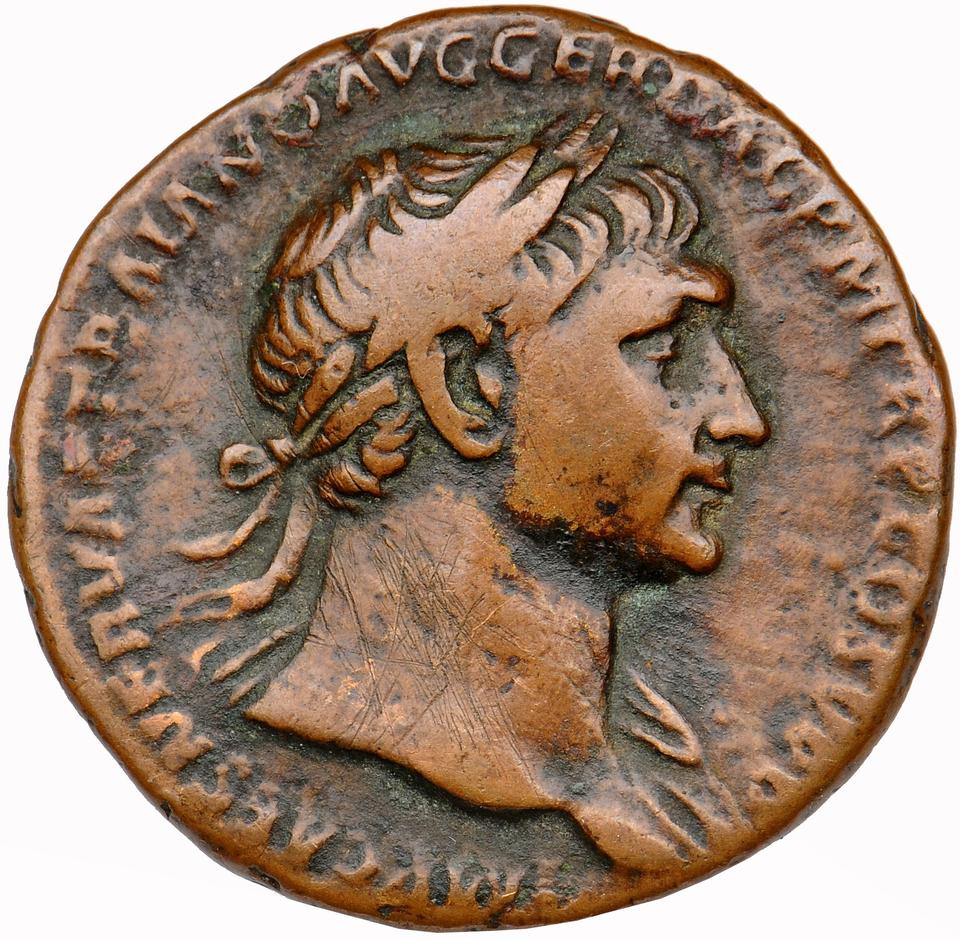 Trajan, copper-alloy as, collection photograph Muenster-ID661, obverse