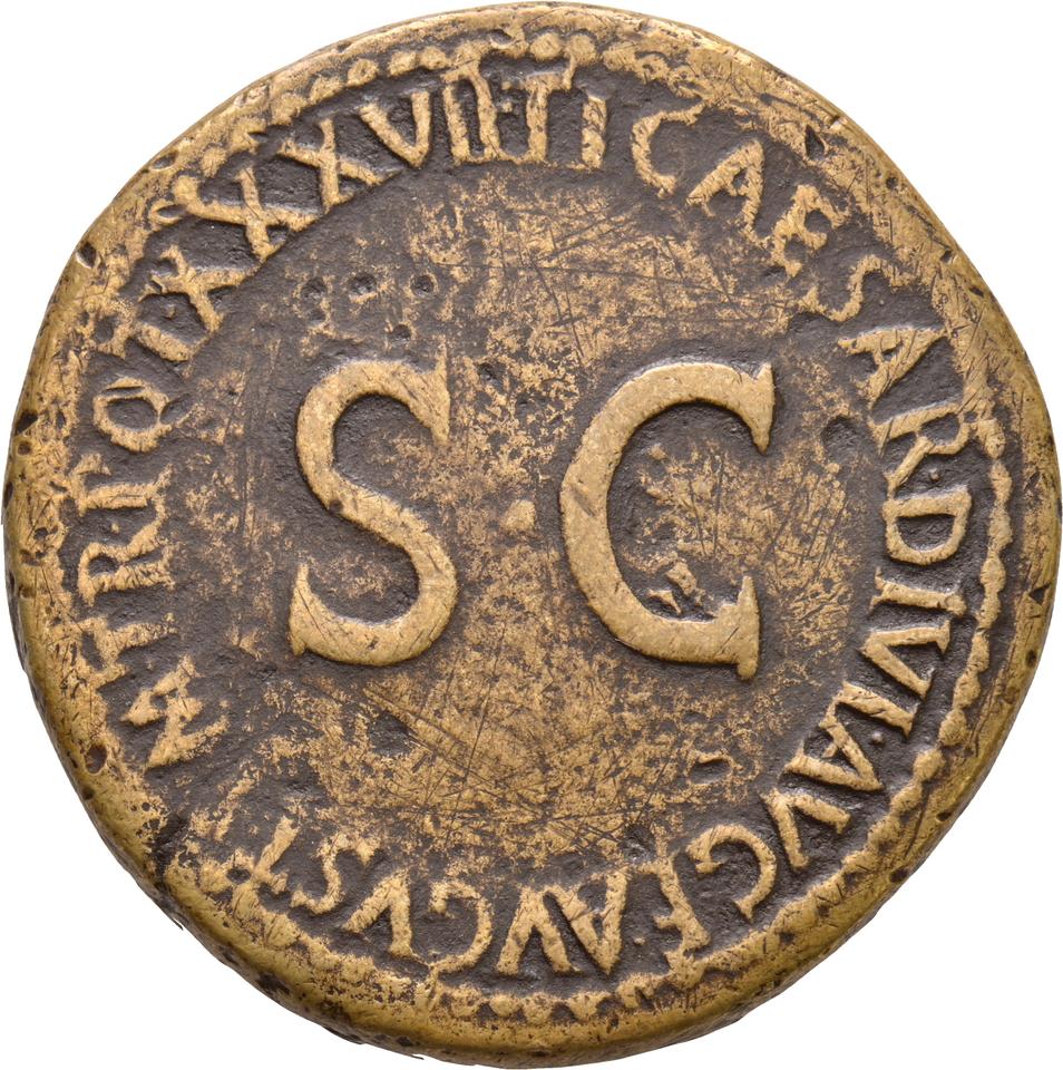 Tiberius, copper-alloy sestertius, collection photograph Koeln-ID584, reverse