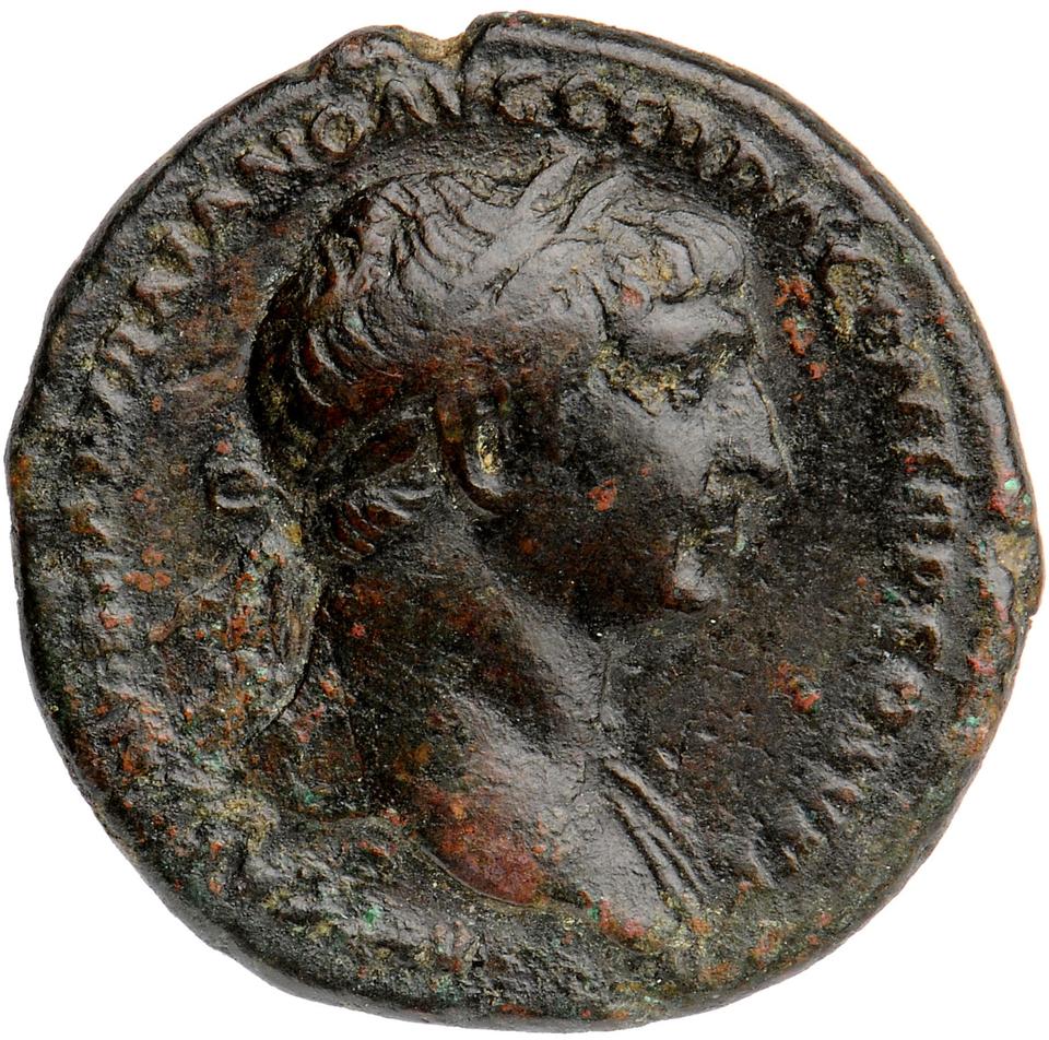 Trajan, copper-alloy as, collection photograph Muenster-ID19, obverse