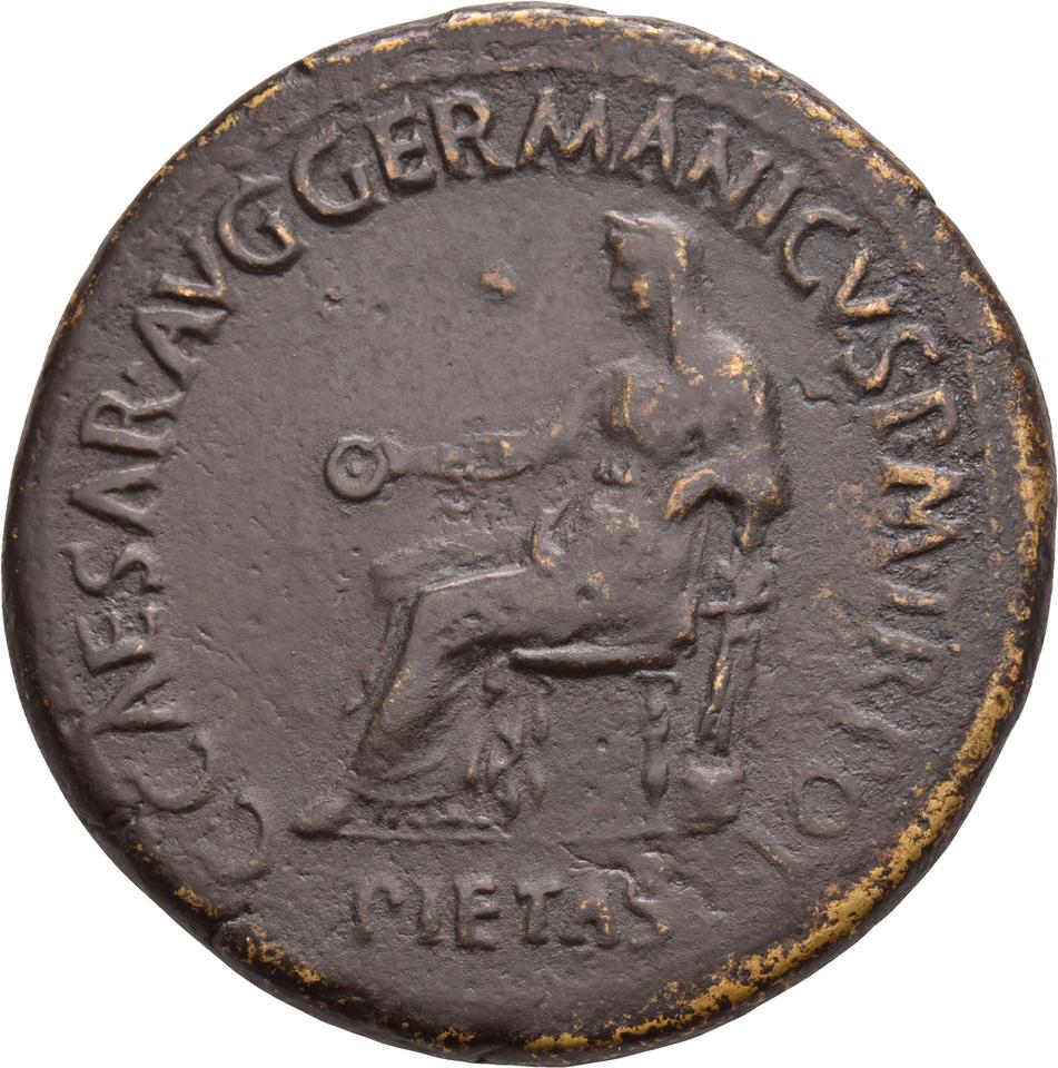 Caligula, copper-alloy sestertius, collection photograph Koeln-ID592, obverse